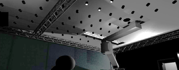 Ein Screenshot aus einer Virtual Reality-Simulation zeigt das neue Lampenkonzept, bei dem kleine Strahler in die OP-Decke eingelassen sind