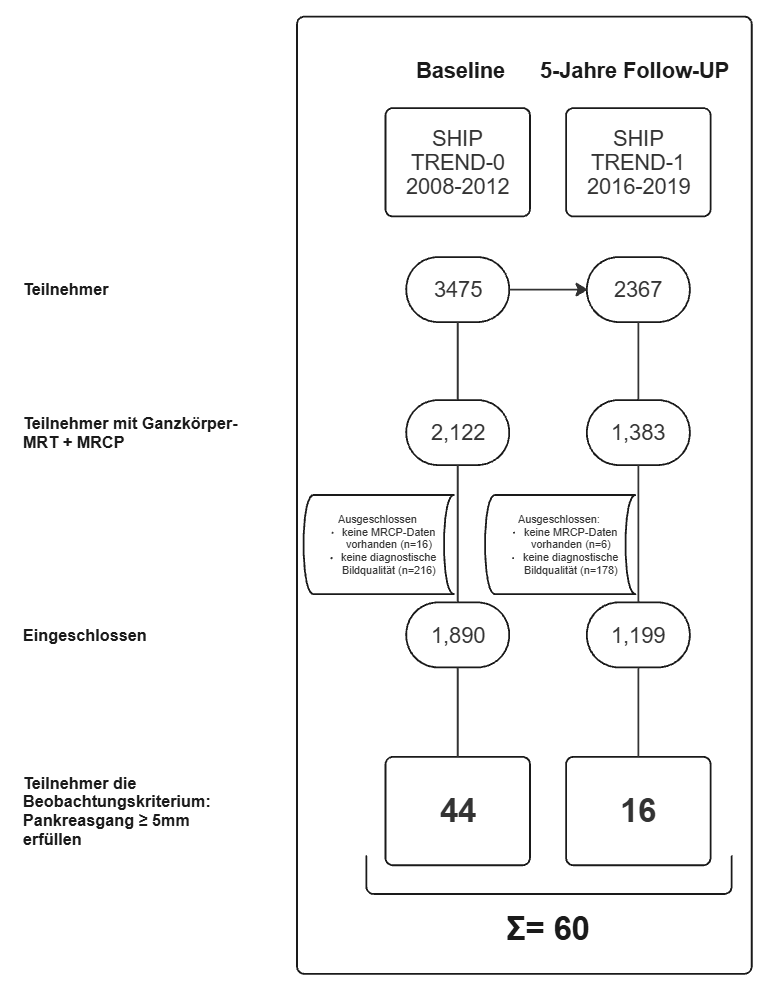 1. Studienablaufdiagramm (Flow-Chart) Kohorte SHIP-TREND 0-1 MRCP,Magnetresonanz-Cholangiopankreatikographie; SHIP, Studie zur Gesundheit in Pommern; Ganzkörper-Magnetresonanztomographie